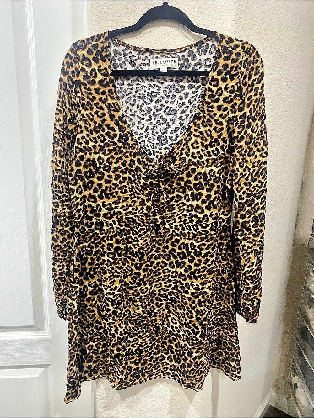 BodyFluence Leopard Print Mini Dress Size Large Like New. Fits like m/L